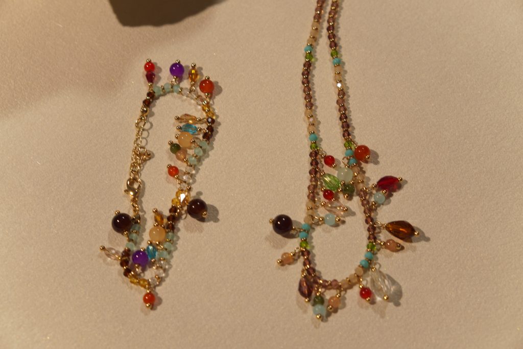 Bohemian Sunset Handmade Beaded Necklace & Bracelet | Colorful Stone Vintage Chain
