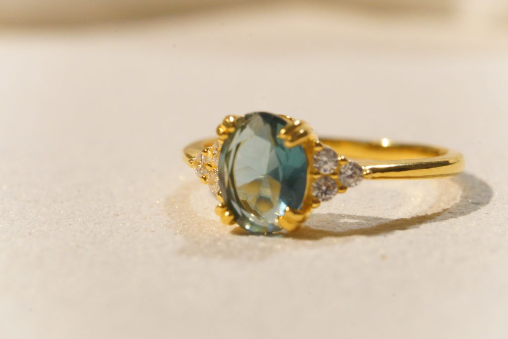 Azure Twilight Vintage Ring | S925 Sterling Silver 18K Gold Plated Blue Zircon Statement Ring