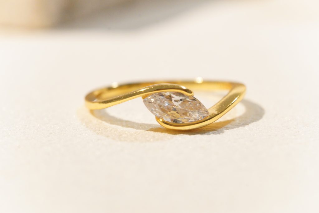 The Eye of Light Ring | S925 Sterling Silver 18K Gold Plated Marquise White High-Carbon Diamond