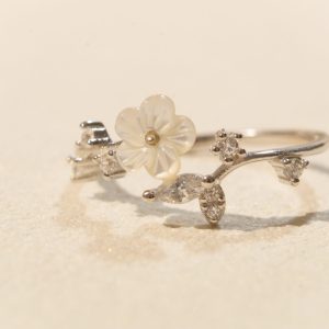Enchanted Blossom Adjustable Ring | S925 Sterling Silver Floral