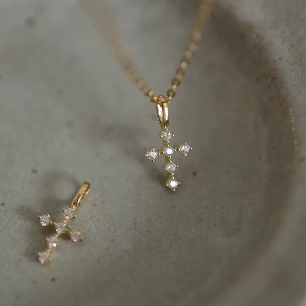 Dainty Cross CZ Necklace | S925 Sterling Silver 18K Gold Plated