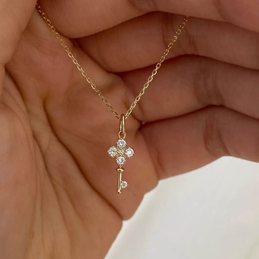 Dainty Key CZ Necklace | S925 Sterling Silver 18K Gold Plated