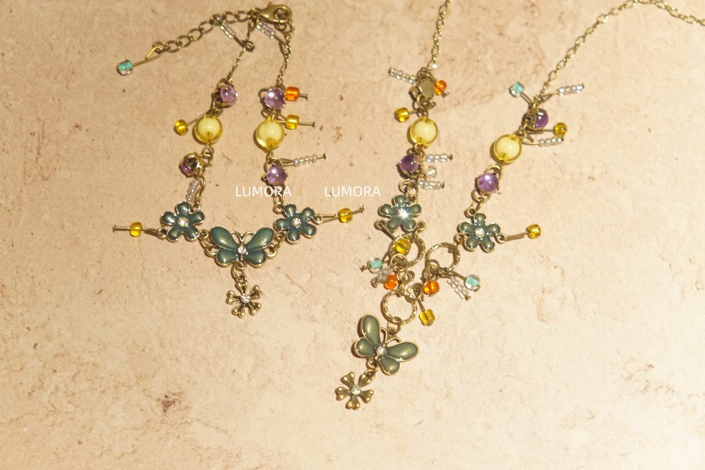 Vintage Butterfly & Floral Necklace Set